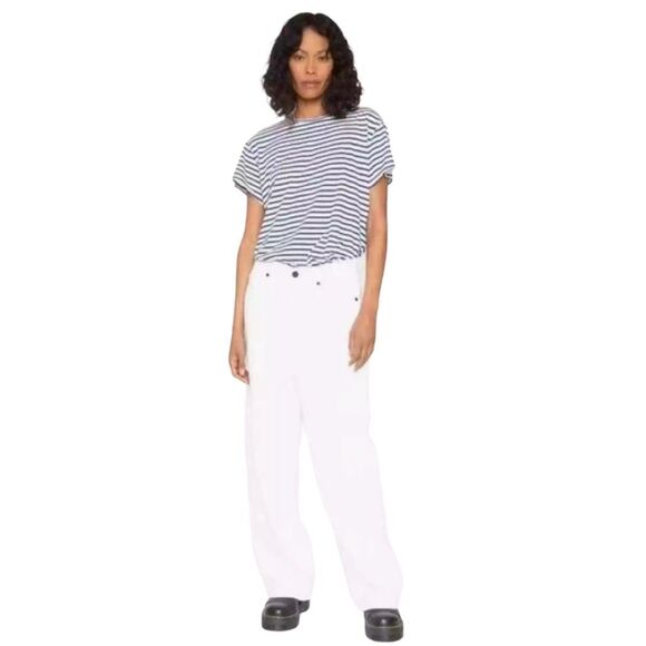 Sandrine Rose x Free People Wide Leg Curve Denim Jeans - Dust White - Size 30 - Picture 1 of 10